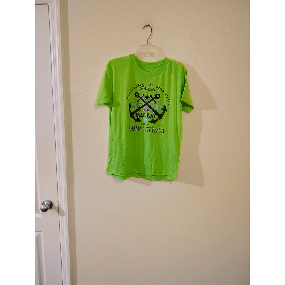 Pacific Surf Panama City Beach Florida Graphic Tee Neon Green Mens Medium Shirt‎